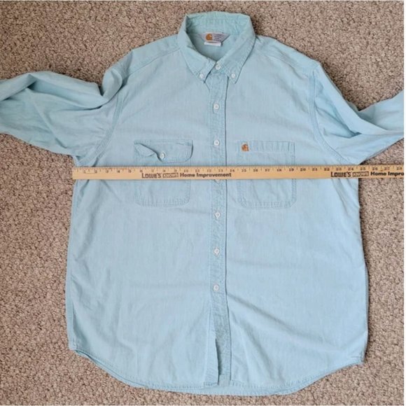 Carhartt men's button down blue long sleeves shirt size XL - Picture 6 of 8